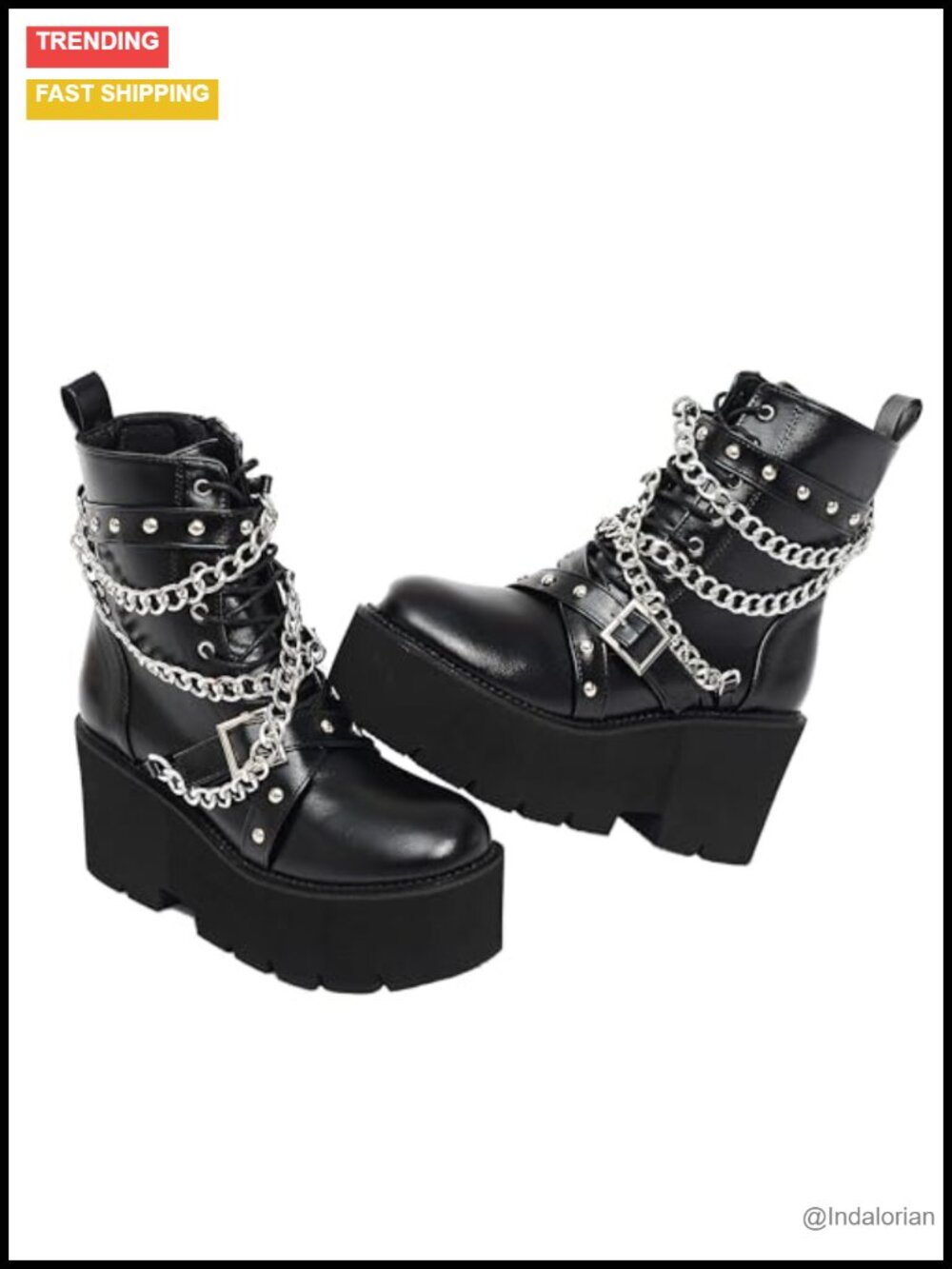 Chunky Platform Combat Ankle Booties with Zipper and Laces Punk Boots